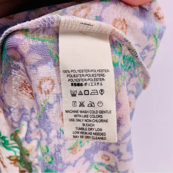 Free People Floral Blouse Raw Hem Womens Size S - Picture 6 of 7